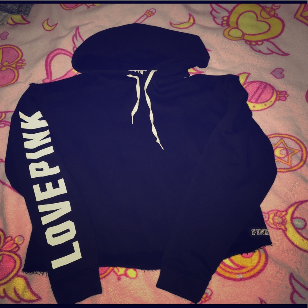 Victoria Secret Pink cold shoulder crop hoodie